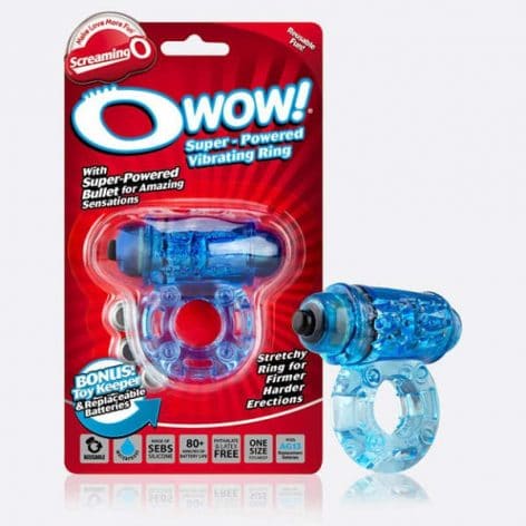 o wow blue vibrating cock ring