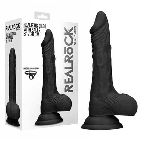 real rock black 8 inch dong with balls