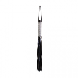 love in leather black and white handled leather flogger