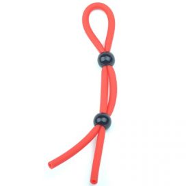 red adjustable dual cock ring rubber