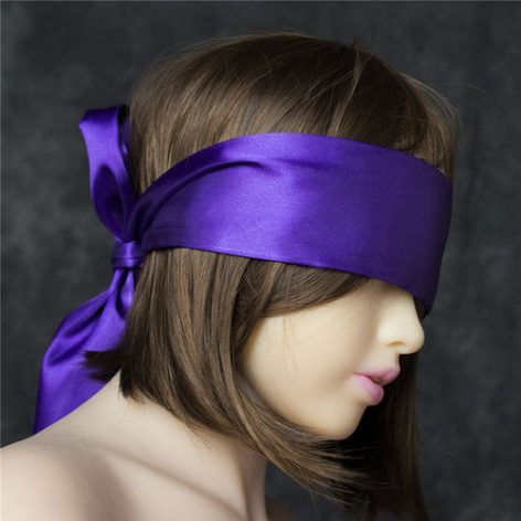 purple silky sash blindfold