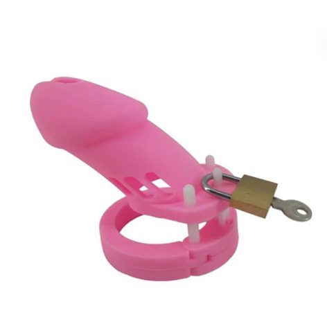 pink male silicone chastity cage