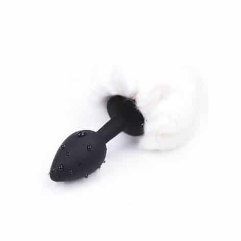 black and white silicone bunny butt plug
