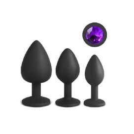 black silicone jewel plug set