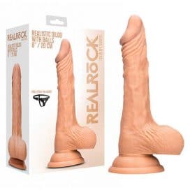 flesh coloured real rock 8 inch dong with balls