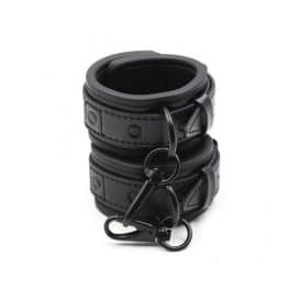 all black neoprene and faux leather cuffs