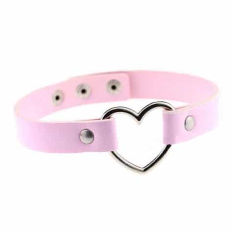 pink heart choker necklace