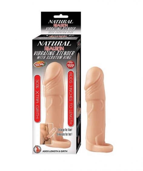 natural real skin xtender with scrotum ring