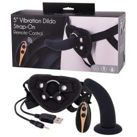 remote control 5 inch vibrating strap on with harness