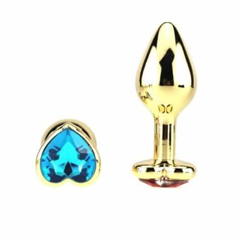 gold heart blue jewel plug