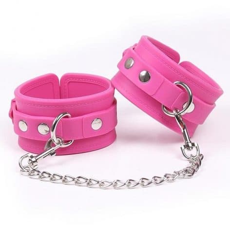 pink silicone lockable cuffs