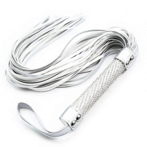 silver diamante handle whip