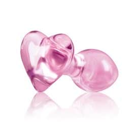 crystal glass pink heart plug