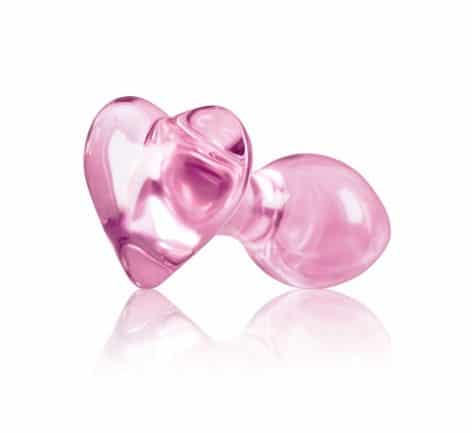 crystal glass pink heart plug