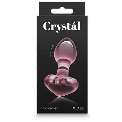crystal heart pink glass butt plug