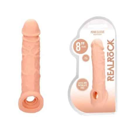 REALROCK 8'' Realistic Penis Extender with Rings flesh