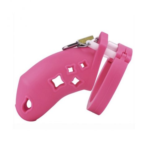 pink guarded silicone chastity