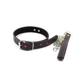 red heart collar and lead
