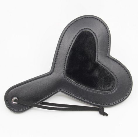 Black faux fur heart paddle