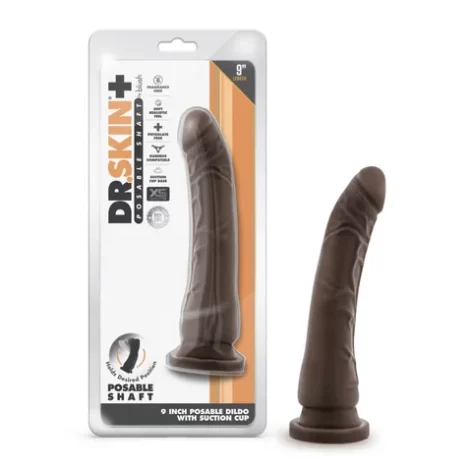 brown 9 inch posable shaft dildo