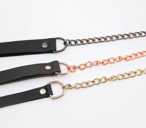 luxury leather and chain lead