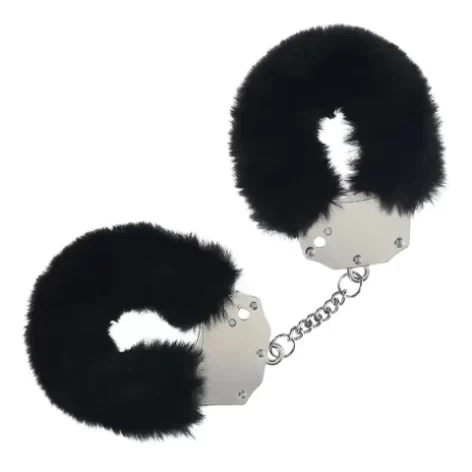 black heavy duty fluffy cuffs