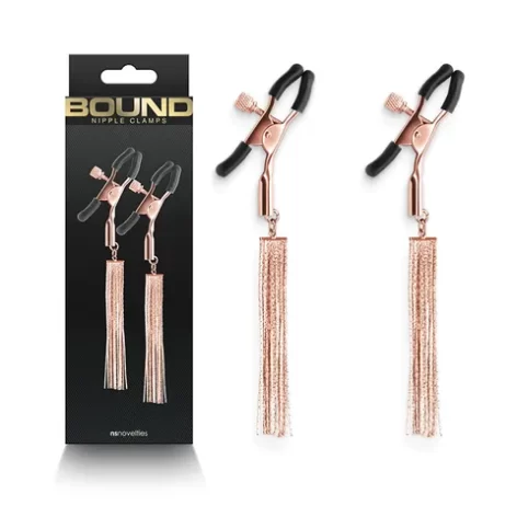 shop bound rose gold tassel nipple clamps at sinderellas.com.au