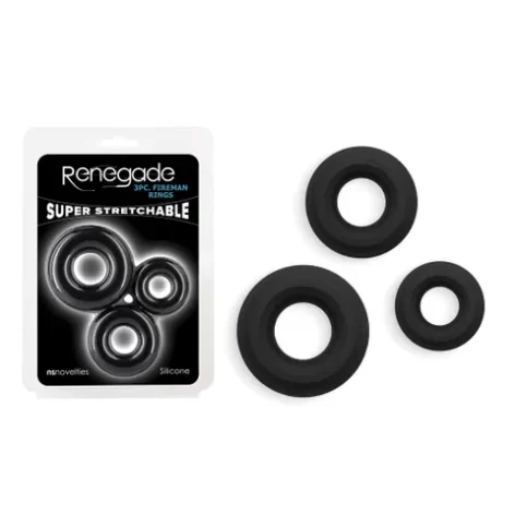 shop black renegade 3 piece fireman cock rings at sinderellas.com.au Australia