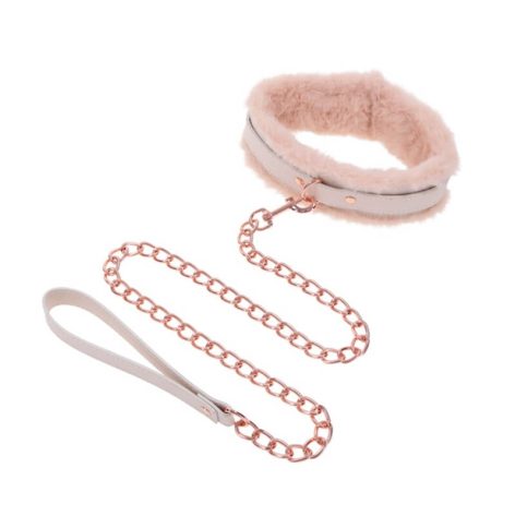 shop peaches and creame fur collar and leash at sinderellas.com.au