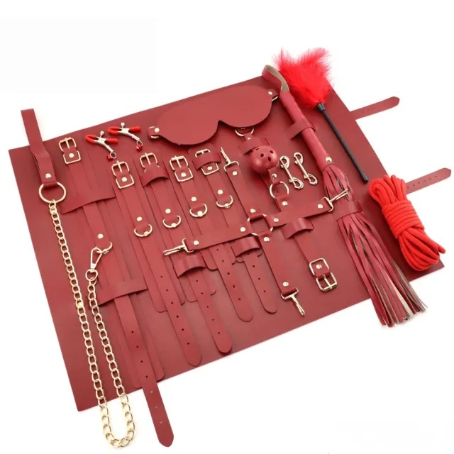 shop red 11 piece luxury bondage pack at sinderellas.com.au